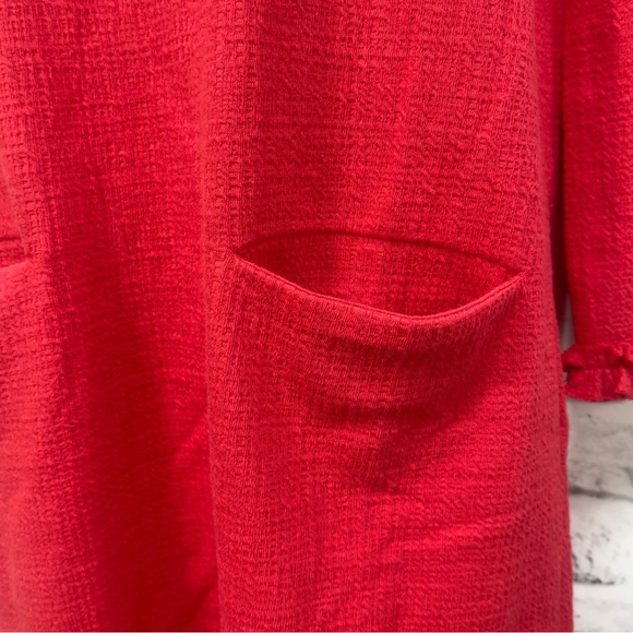 Tabitha Webb Red Ruffle Cuff 2 Pocket Shift Dress Small - Picture 6 of 6